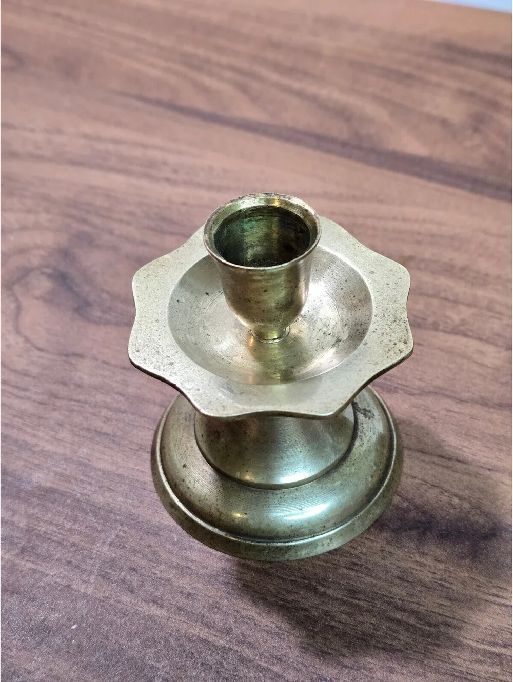 Vintage Brass Scalloped Candlestick Mid Century 3.5
